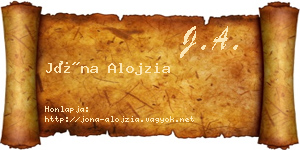Jóna Alojzia névjegykártya